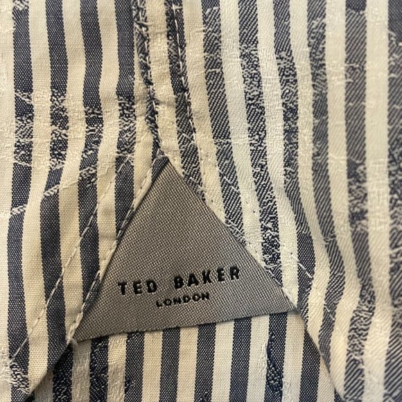 Men's Ted Baker London Grey/White Stripe Button Down Dress Shirt‎ Size 6 (2XL) - Picture 5 of 8